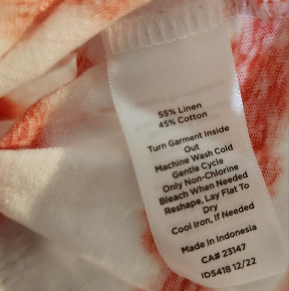 Women's Talbots Orange/Coral Striped Shirt, Size L - Picture 3 of 11